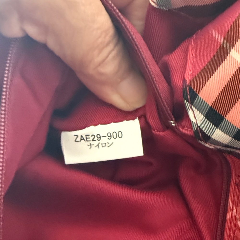 Burberry red and Brown Plaid coated canvas bag - Picture 9 of 9